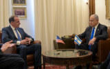 Prime Minister Benjamin Netanyahu (right) meets White House Middle East czar Brett McGurk in Jerusalem, July 10, 2024. (Kobi Gideon/GPO)