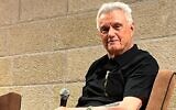 Novelist John Irving speaks at the Mishkenot Sha'ananim cultural center in Jerusalem, July 3, 2024. (Ethan Freedman/Times of Israel)
