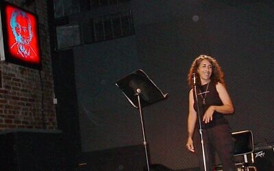 Judih Weinstein at an open mic evening at the Bowery Poetry Club in New York in 2003. (Courtesy: Caryn Suiters)