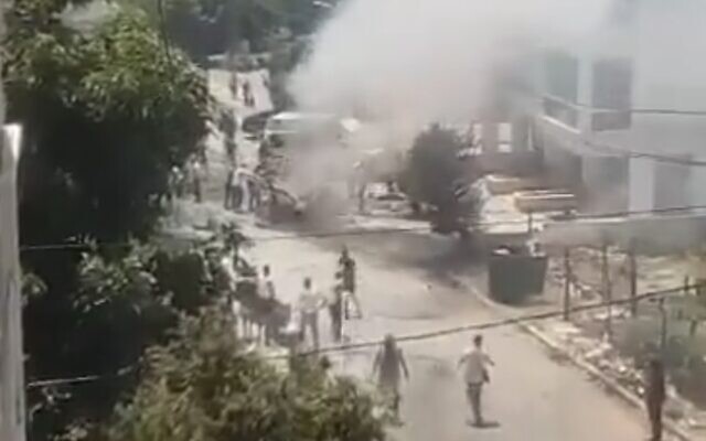 The aftermath of a suspected Israeli strike on a Hezbollah commander in Tyre, July 3, 2024 (Screen grab used in accordance with Clause 27a of the Copyright Law) The aftermath of a suspected Israeli strike on a Hezbollah commander in Tyre, July 3, 2024 (Screen grab used in accordance with Clause 27a of the Copyright Law)