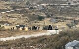 Settlers clash with security forces as the Border Police works to evacuate the illegal West Bank outpost of Tzur Harel, July 3, 2024. (Civil Administration)