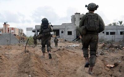 IDF troops seen operating in the Gaza Strip in this handout photo published on August 2, 2024. (Israel Defense Forces)
