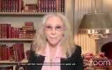 Barbra Streisand speaks at the Jewish Women for Kamala Harris Zoom call on Aug. 15, 2024. (YouTube screenshot via JTA)