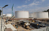 A picture taken on November 1, 2023, shows oil tanks north of the Lebanese capital Beirut. (Ahmad al-Rubaye / AFP)