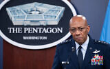 US Chairman of the Joint Chiefs of Staff, Air Force Gen. Charles Q. Brown Jr., speaks during a press briefing at the Pentagon in Washington, DC, on July 25, 2024. (Saul Loeb/AFP)