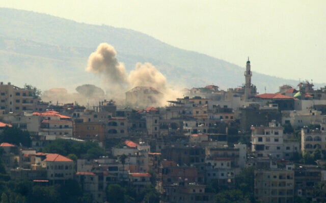 Smoke billows during a strike in the southern Lebanese town of Khiam on August 9, 2024, amid ongoing cross-border clashes between Israel and Hezbollah. (Rabih Daher/AFP)