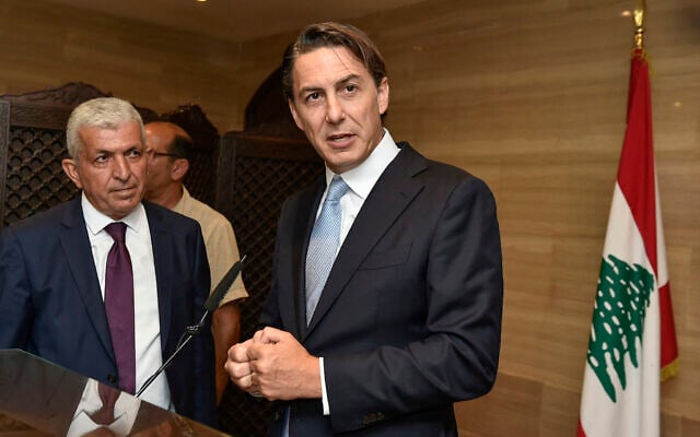 US special envoy Amos Hochstein delivers a statement after his meeting with Lebanon's parliament speaker (not pictured) in Beirut on August 14, 2024. (AFP) US special envoy Amos Hochstein delivers a statement after his meeting with Lebanon's parliament speaker (not pictured) in Beirut on August 14, 2024. (AFP)