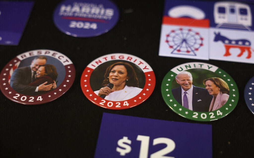 Merchandise for US Vice President Kamala Harris is displayed as preparation continues for the Democratic National Convention at the United Center on August 16, 2024, in Chicago. (Justin Sullivan/Getty Images/AFP) Merchandise for US Vice President Kamala Harris is displayed as preparation continues for the Democratic National Convention at the United Center on August 16, 2024, in Chicago. (Justin Sullivan/Getty Images/AFP)