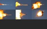 In this combination of pictures created on August 25, 2024, photos taken from a position in northern Israel show Hezbollah UAVs being intercepted by the Israeli air force over northern Israel on August 25, 2024. (Jalaa Marey / AFP)