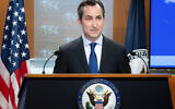 State Department spokesperson Matthew Miller answers questions during a news briefing at the State Department on July 18, 2023, in Washington. (AP/Nathan Howard)