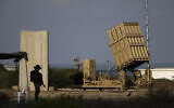 A battery of Israel's Iron Dome missile defense is seen in Ashkelon, August 7, 2022. (AP/Ariel Schalit, File)