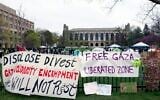 An anti-Israel, pro-Palestinian tent encampment at Northwestern University, April 26, 2024, in Evanston, Illinois. (AP Photo/Teresa Crawford)