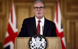 Britain's Prime Minister Keir Starmer speaks during a press conference at 10 Downing Street, London, England, on August 1, 2024, following clashes after the Southport stabbing. (Henry Nicholls/ Pool Photo via AP)