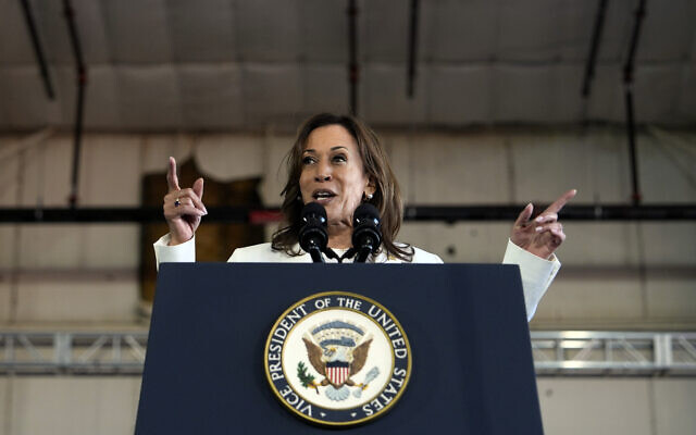 Democratic US presidential nominee Vice President Kamala Harris speaks at a campaign rally August 7, 2024, in Romulus, Michigan. (AP Photo/Julia Nikhinson) Democratic US presidential nominee Vice President Kamala Harris speaks at a campaign rally August 7, 2024, in Romulus, Michigan. (AP Photo/Julia Nikhinson)