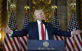 Republican presidential nominee former President Donald Trump speaks to reporters during a news conference at his Mar-a-Lago estate Thursday, Aug. 8, 2024, in Palm Beach, Fla. (AP/Alex Brandon)