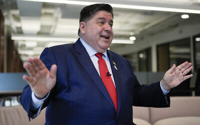 Illinois Governor JB Pritzker speaks during an interview in Chicago, August 16, 2024. (AP Photo/Erin Hooley)