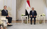 US Secretary of State Antony Blinken, left, meets with Egyptian President Abdel-Fattah el-Sissi in El-Alamein, Egypt, on Tuesday, August 20, 2024. (Kevin Mohatt/Pool Photo via AP)
