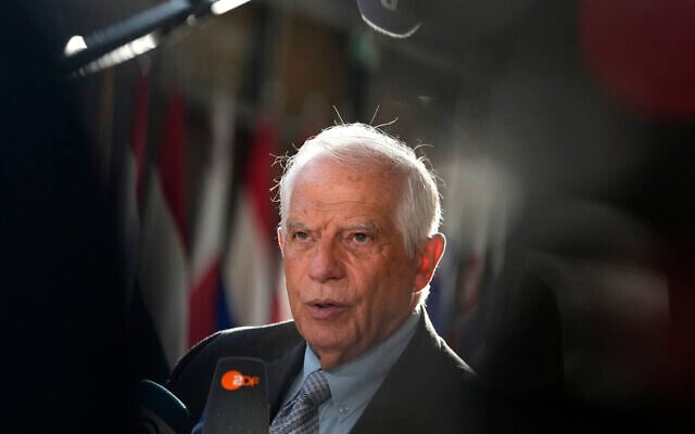 European Union foreign policy chief Josep Borrell speaks with the media as he arrives for a meeting of EU foreign ministers at the European Council building in Brussels, August 29, 2024. (AP Photo/Virginia Mayo) European Union foreign policy chief Josep Borrell speaks with the media as he arrives for a meeting of EU foreign ministers at the European Council building in Brussels, August 29, 2024. (AP Photo/Virginia Mayo)