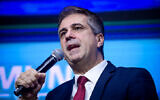 Likud MK Eli Cohen at the Federation of Local Authorities conference in Tel Aviv, December 8, 2022. (Tomer Neuberg/Flash90)