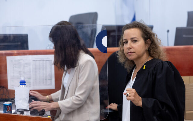 Prosecutor Judith Tirosh arrives for a court hearing in the trial against Israeli Prime Minister Benjamin Netanyahu at the District Court in Jerusalem on July 9, 2024. (Yonatan Sindel/Flash90) Prosecutor Judith Tirosh arrives for a court hearing in the trial against Israeli Prime Minister Benjamin Netanyahu at the District Court in Jerusalem on July 9, 2024. (Yonatan Sindel/Flash90)