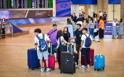 Illustrative: Passengers at Ben Gurion International Airport, near Tel Aviv, August 1, 2024. (Avshalom Sassoni/Flash90)