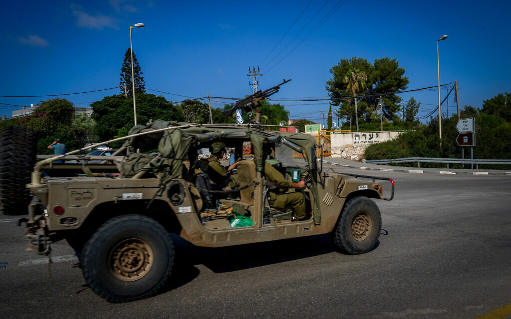 The entrance to Moshav Ya'ara in the Western Galilee, the site of a Hezbollah drone attack on August 19, 2024. (Ayal Margolin/Flahs90)