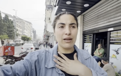 Gazan filmmaker and activist Bisan Owda is seen in her report for AJ+, 'It's Bisan from Gaza and I'm Still Alive,' published November 4, 2023. (Screen capture via YouTube, used in accordance with Clause 27a of the Copyright Law)