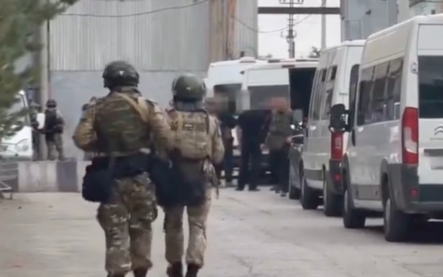 Russian security forces in Surovkino, Volgograd region, Russia on August 23, 2024. (X screenshot)