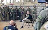 Prime Minister Benjamin Netanyahu speaks to IDF troops in Rafah on the Gaza-Egypt border, July 18, 2024. (Avi Ohayon/GPO)