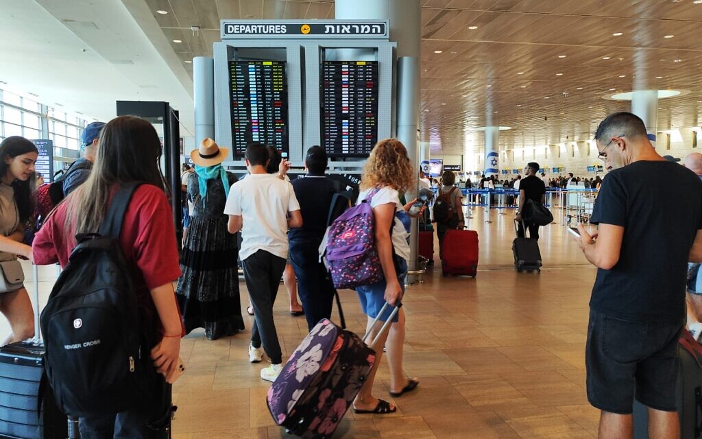Arrivals hall at Ben Gurion Airport, on Sunday August 4, 2024. (Gavriel Fiske/Times of Israel)