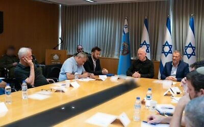 Defense Minister Yoav Gallant attends a meeting of the Knesset's Foreign Affairs and Defense Committee, August 12, 2024. (Ariel Hermoni/Defense Ministry)
