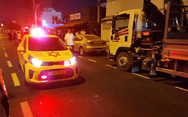 The scene of an explosion in a vehicle in Tel Aviv that killed one person on August 18, 2024 (Magen David Adom) The scene of an explosion in a vehicle in Tel Aviv that killed one person on August 18, 2024 (Magen David Adom)