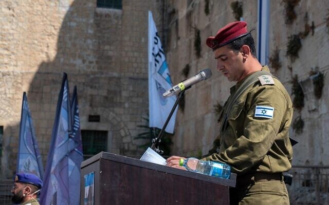IDF Col. Yishai Rosilio, in a farewell speech as he departs as head of the Judea Regional Brigade, in the West Bank, August 1, 2024. (Israel Defense Forces) IDF Col. Yishai Rosilio, in a farewell speech as he departs as head of the Judea Regional Brigade, in the West Bank, August 1, 2024. (Israel Defense Forces)