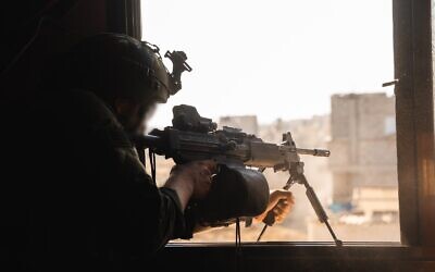 An IDF soldier operating in the Gaza Strip, in an image published on August 7, 2024. (Israel Defense Forces)