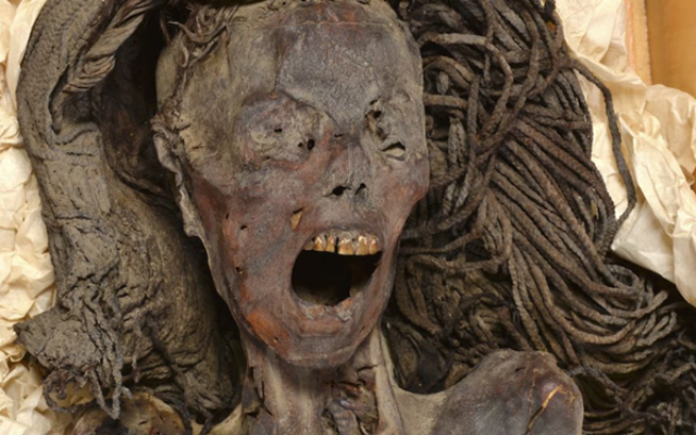 The "Screaming Woman," discovered in 1935 near Luxor, Egypt. (Sahar Saleem/Frontiers in Medicine)