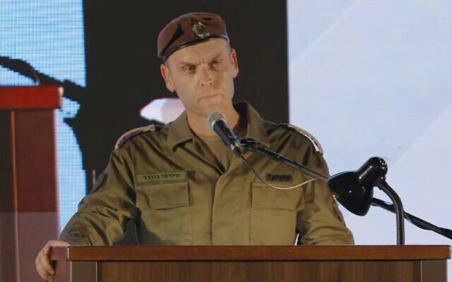 Incoming Military Intelligence Directorate chief, Maj. Gen. Shlomi Binder, speaks at a handover ceremony at the Glilot Base near Herzliya, August 21, 2024. (Screenshot: Israel Defense Forces) Incoming Military Intelligence Directorate chief, Maj. Gen. Shlomi Binder, speaks at a handover ceremony at the Glilot Base near Herzliya, August 21, 2024. (Screenshot: Israel Defense Forces)