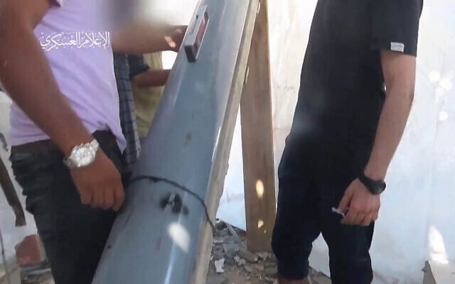 Hamas terrorists in Gaza use makeshift launchers to fire long-range rockets at Tel Aviv, August 13, 2024 (via X) Hamas terrorists in Gaza use makeshift launchers to fire long-range rockets at Tel Aviv, August 13, 2024 (via X)