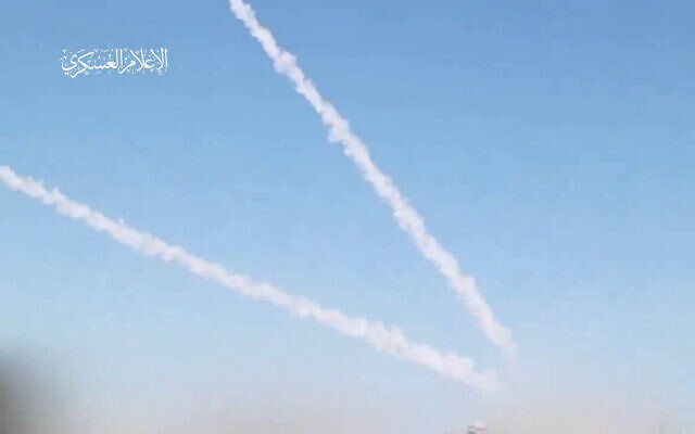 Hamas terrorists fire two long-range rockets at Tel Aviv, August 13, 2024 (via X)