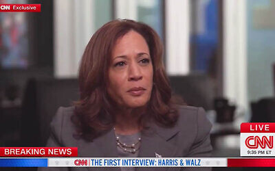 US Vice President Kamala Harris in an interview with CNN broadcast on August 29, 2024. (Screenshot: CNN)