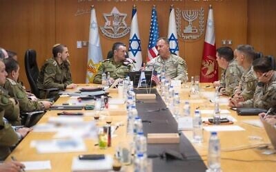 IDF Chief of Staff Lt. Gen. Herzi Halevi (center left) meets with United States CENTCOM chief Gen. Michael Kurilla (center right) in Tel Aviv on August 5, 2024 (IDF)