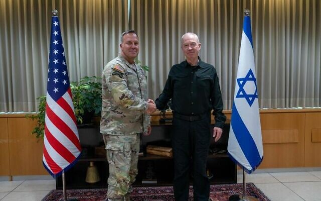 Defense Minister Yoav Gallant meets with United States CENTCOM chief Gen. Michael Kurilla at the Defense Ministry in Tel Aviv, August 5, 2024. (Ariel Hermoni/Defense Ministry) Defense Minister Yoav Gallant meets with United States CENTCOM chief Gen. Michael Kurilla at the Defense Ministry in Tel Aviv, August 5, 2024. (Ariel Hermoni/Defense Ministry)