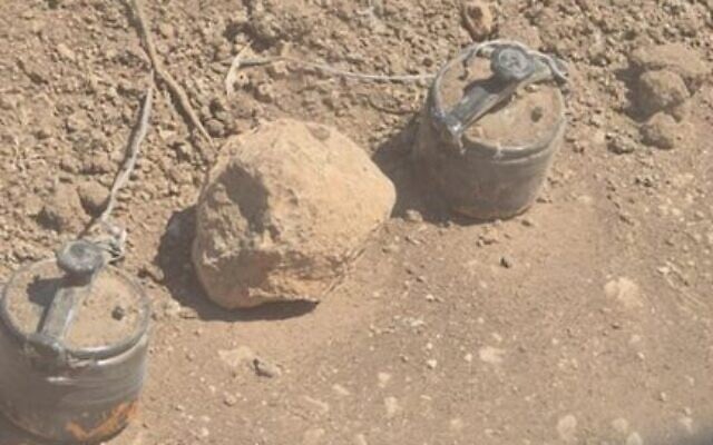 Bombs found by troops near the West Bank settlement of Beka'ot, August 7, 2024. (Israel Defense Forces) Bombs found by troops near the West Bank settlement of Beka'ot, August 7, 2024. (Israel Defense Forces)