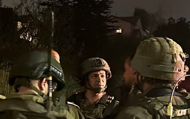Col. Gal Rich, the commander of the Etzion Regional Brigade, is seen at the scene of an attack in the West Bank, early August 31, 2024. (Courtesy) Col. Gal Rich, the commander of the Etzion Regional Brigade, is seen at the scene of an attack in the West Bank, early August 31, 2024. (Courtesy)