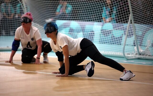 Israel's women's goalball team competes against Canada in the quarterfinal at the 2024 Paris Paralympics on September 3, 2024. (Keren Isaacson)