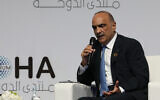 Jordan's Prime Minister Bisher Khasawneh attends a panel discussion during the Doha Forum in the Qatari capital on December 11, 2023. (SALIM MATRAMKOT / AFP)