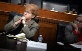 Former US special antisemitism envoy Deborah Lipstadt listens during a roundtable discussion about gender-based violence against Israeli women in the Israel-Hamas war, on Capitol Hill on February 14, 2024 in Washington, DC. (Brendan Smialowski / AFP)