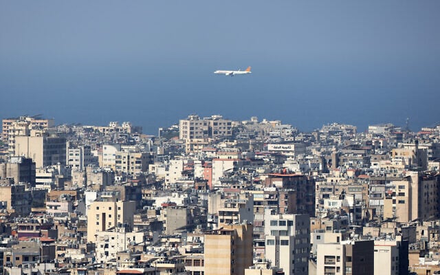 File: A Pegasus airlines flight prepares to land at Beirut International Airport on August 25, 2024. (ANWAR AMRO / AFP) File: A Pegasus airlines flight prepares to land at Beirut International Airport on August 25, 2024. (ANWAR AMRO / AFP)