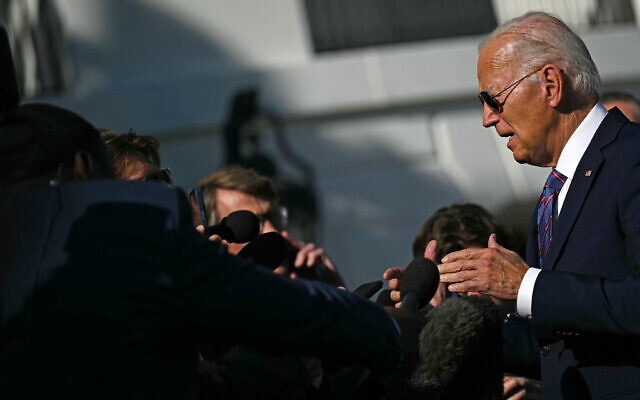 US President Joe Biden speaks to reporters on the South Lawn of the White House on September 10, 2024, in Washington. (Drew Angerer/AFP) US President Joe Biden speaks to reporters on the South Lawn of the White House on September 10, 2024, in Washington. (Drew Angerer/AFP)