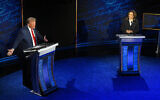 Former US President and Republican presidential candidate Donald Trump speaks during a presidential debate with US Vice President and Democratic presidential candidate Kamala Harris at the National Constitution Center in Philadelphia, Pennsylvania, on September 10, 2024. (Saul Loeb/AFP)