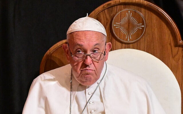Pope Francis takes part in an interreligious meeting with young people at the Catholic Junior College in Singapore on September 13, 2024. (Tiziana FABI / AFP)